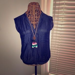 LOFT cap-sleeve boat shirt